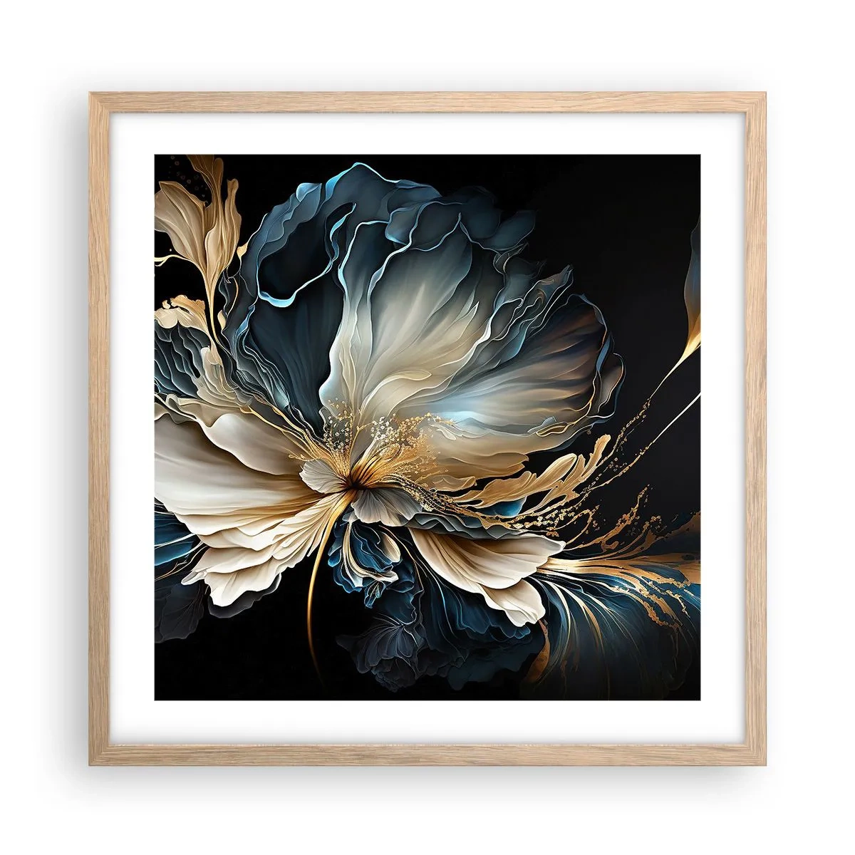 Poster în ramă de stejar deschis - Povestea unei flori de iubire - 50x50 cm