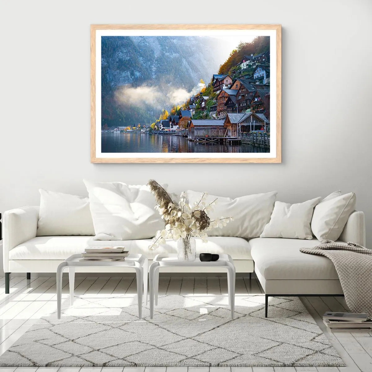 Poster în ramă de stejar deschis - Atmosferă alpină - 91x61 cm