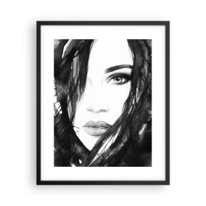 Poster în ramă neagră - Studiu unei dame în alb și negru - 40x50 cm