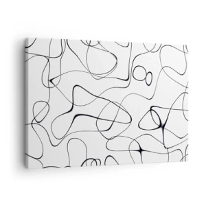 Tablou pe pânză Canvas - Linii negre abstracte pe fundal alb într-un stil minimalist - 70x50cm - Căile vieții, căile destinului - Decorațiune modernă pentru perete pentru living și dormitor ARTTOR