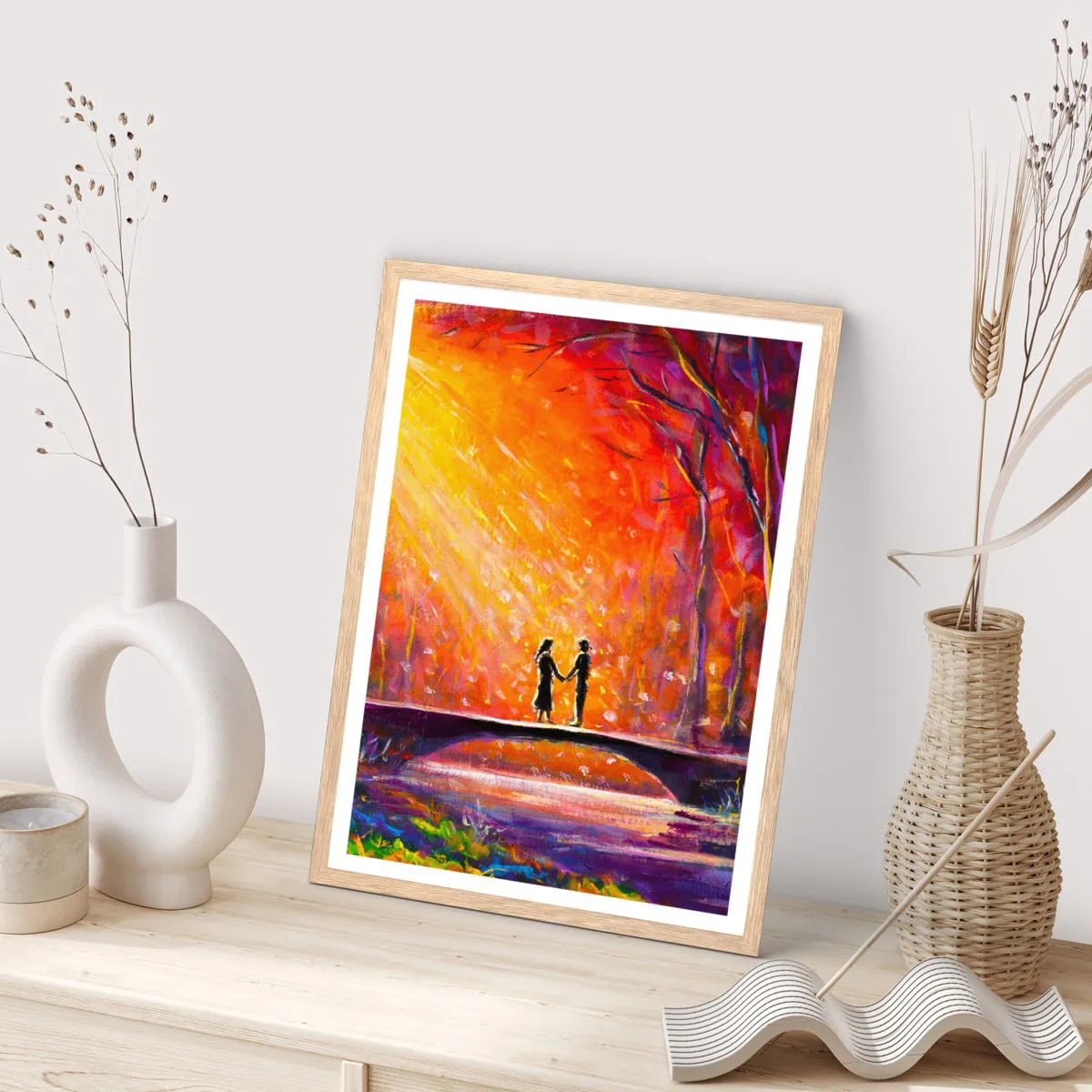 Poster în ramă de stejar deschis - Și cerul îi iubește - 70x100 cm
