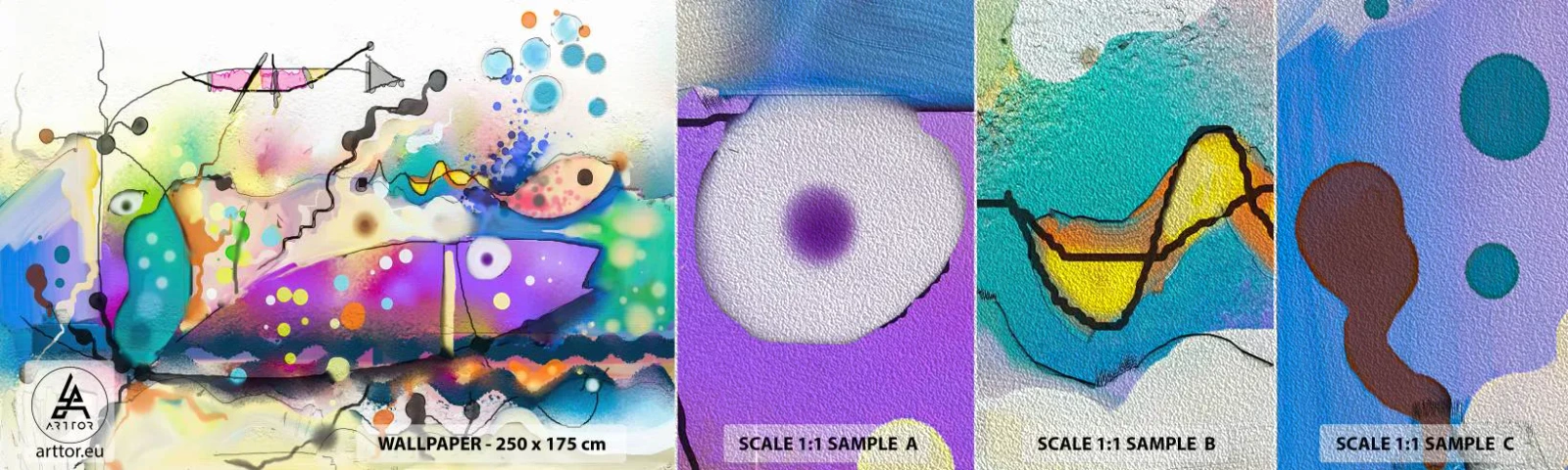 Mostră tapet Premium Sand - Fără cuvinte! - Abstracția, Peşte, Grafică - 100x30 cm