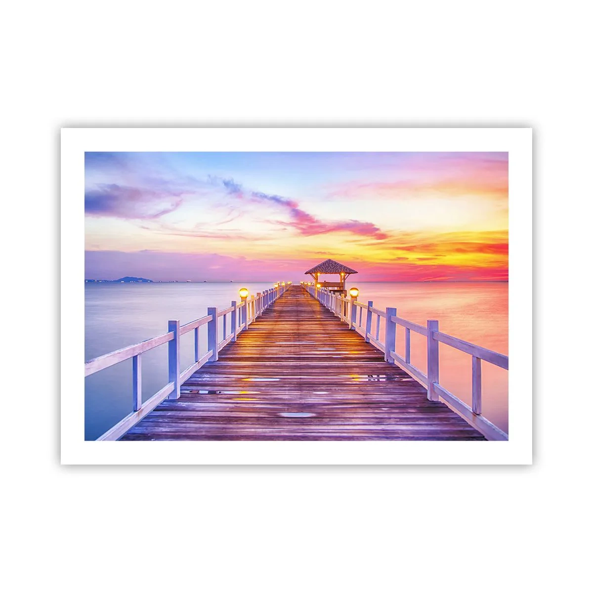 Poster - Tăcerea serii în liliac-auriu - 70x50 cm