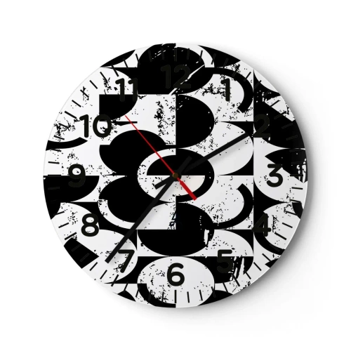 Ceas de perete - Ceas pe sticlă - Albul e alb și negrul e negru - 40x40 cm