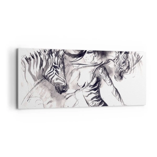 Tablou pe pânză - Dansând cu zebrele - 100x40 cm