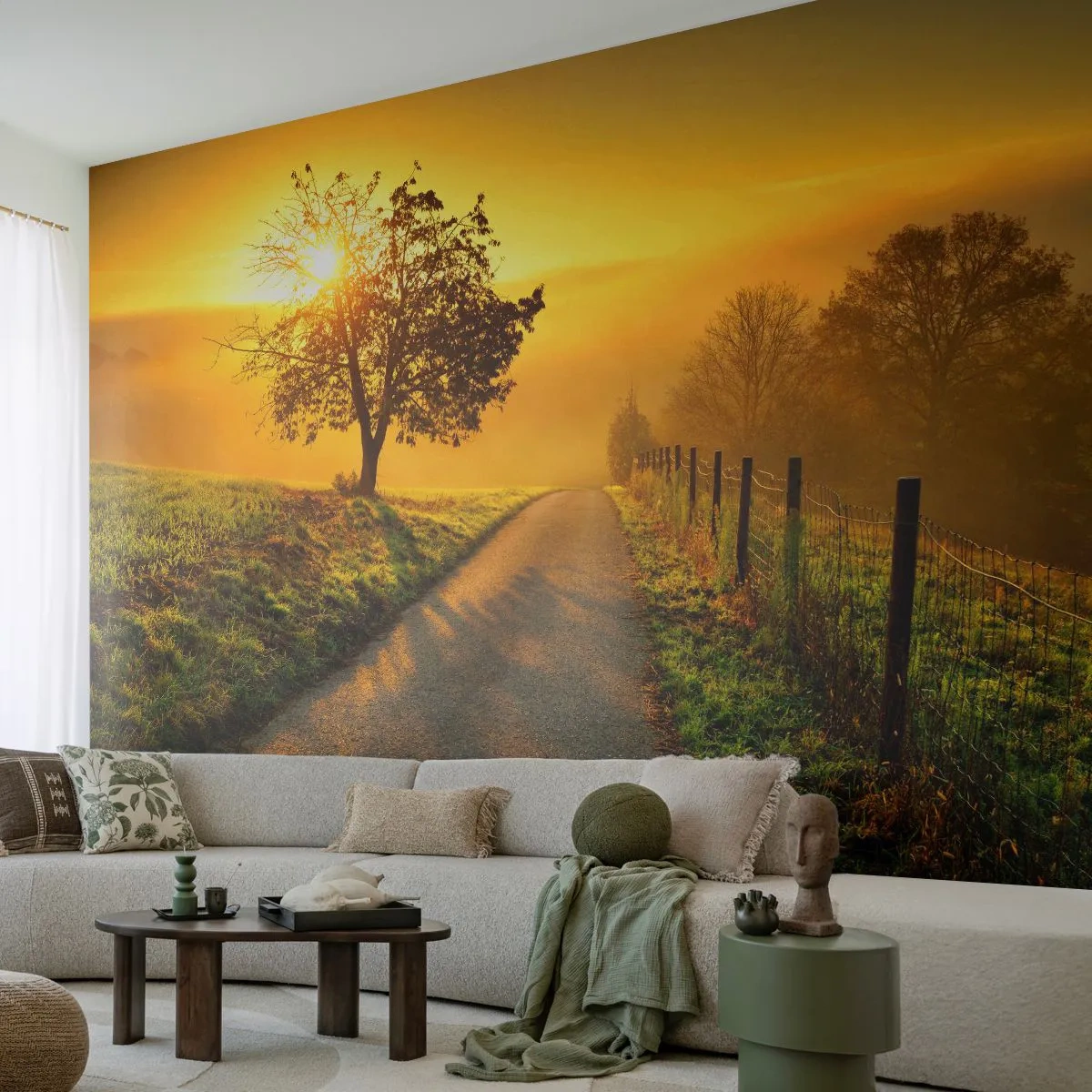 Tapet Standard Eco - O după-amiază de miel - Peisaj, Drum noroios, luncă - 400x280 cm