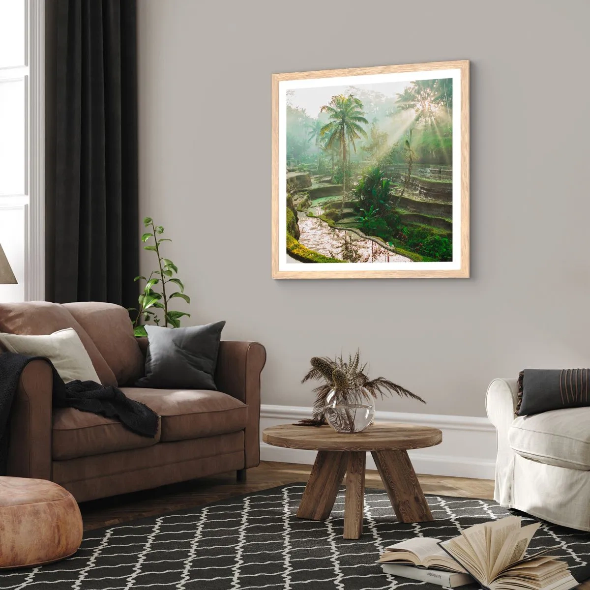 Poster în ramă de stejar deschis - Crescând la soare - 60x60 cm