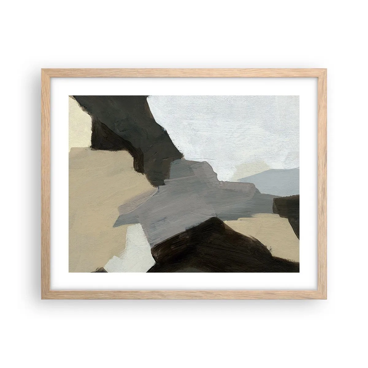 Poster în ramă de stejar deschis - Abstracție: despărțirile griului - 50x40 cm