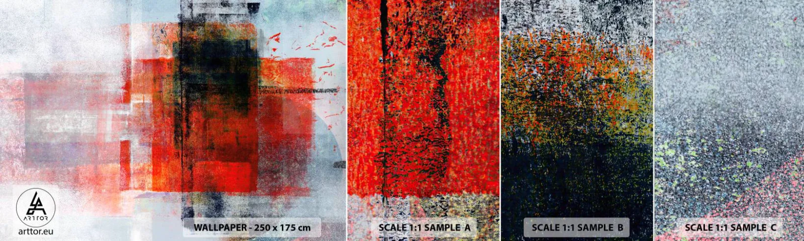 Mostră de Tapet Standard Eco - Compoziție înfocată - Bucată, Abstracția, Industrial - 100x30 cm