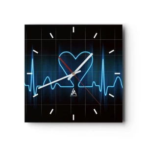 Ceas de perete - Ceas pe sticlă - În ritmul inimii - 40x40 cm