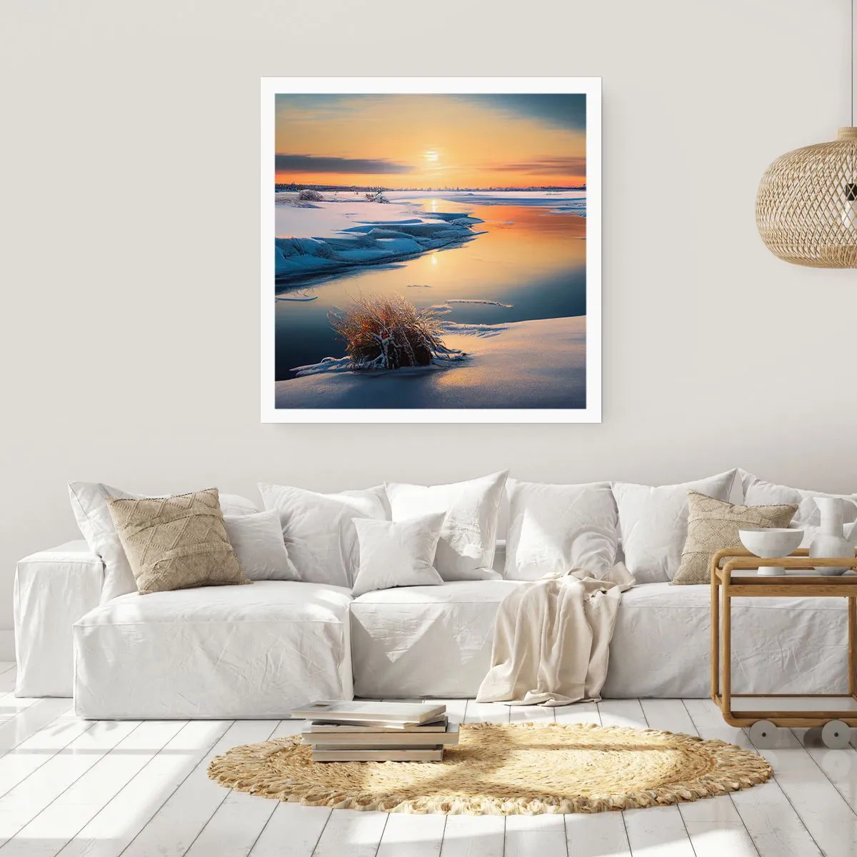 Poster - Apus de soare pe timp de iarnă - 60x60 cm