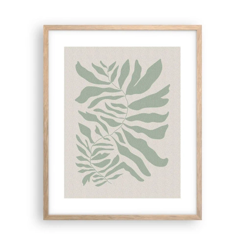 Poster în ramă de stejar deschis - Ramura de smarald - 40x50 cm