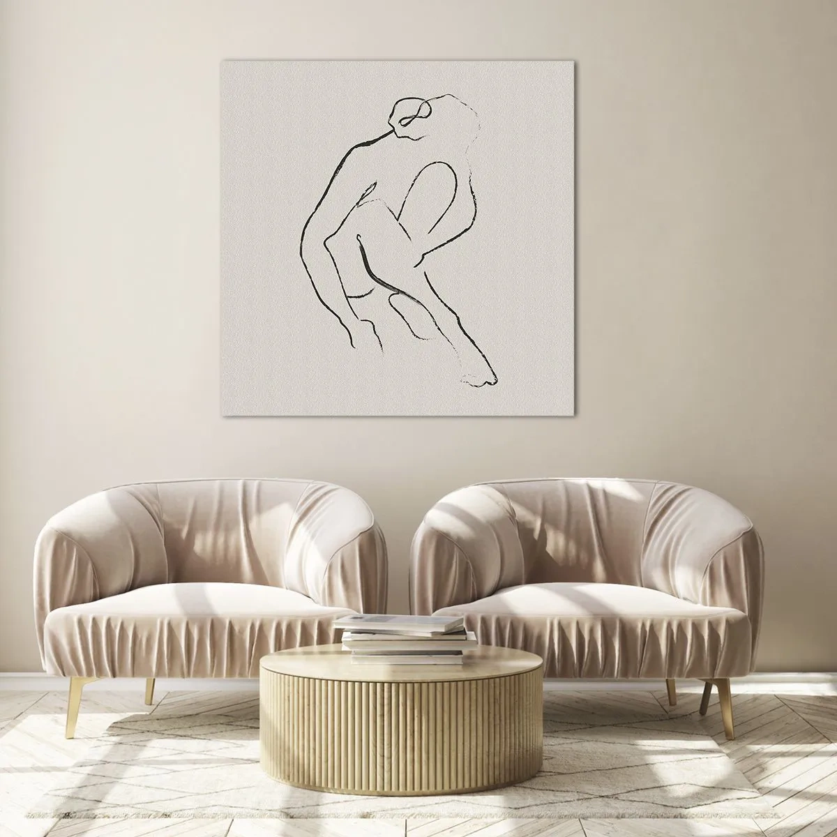 Tablou pe sticlă - Schiță intimă - 40x40 cm