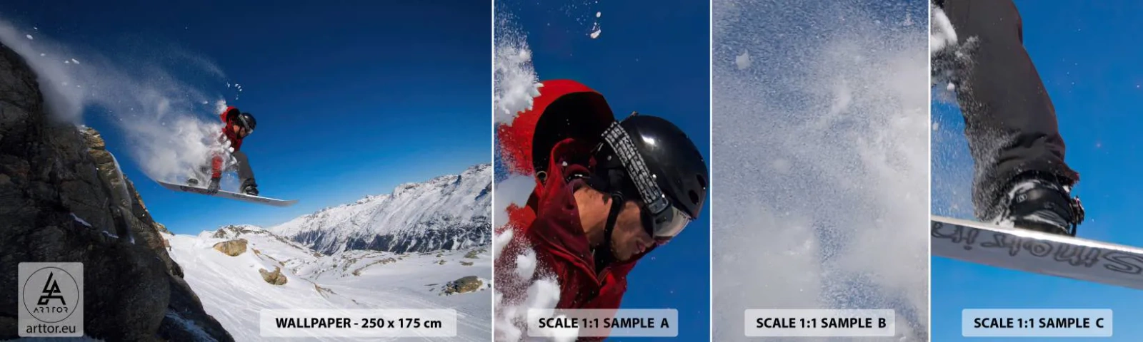 Mostră de Tapet Standard Eco - Și ai devenit parte din spațiul - Peisaj, Snowboarding, Sport - 100x30 cm