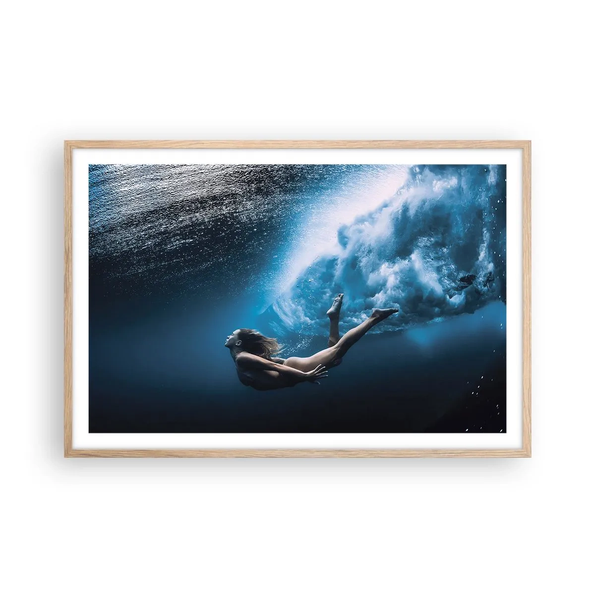 Poster în ramă de stejar deschis - Sirena modernă - 91x61 cm