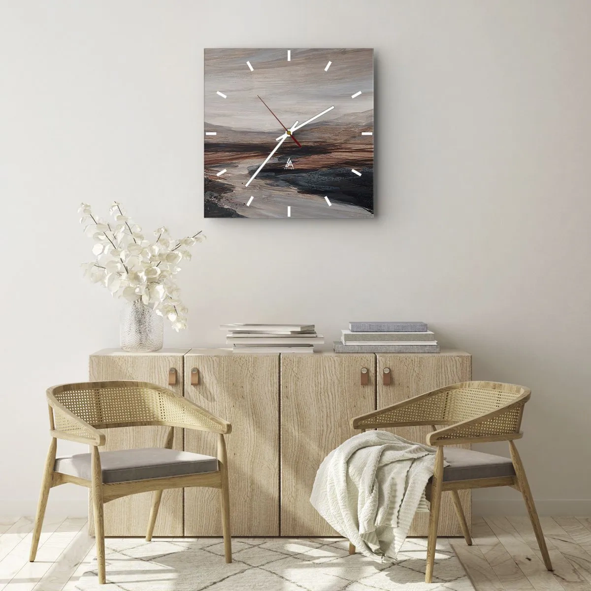 Ceas de perete - Ceas pe sticlă - Valea liniștită - 40x40 cm