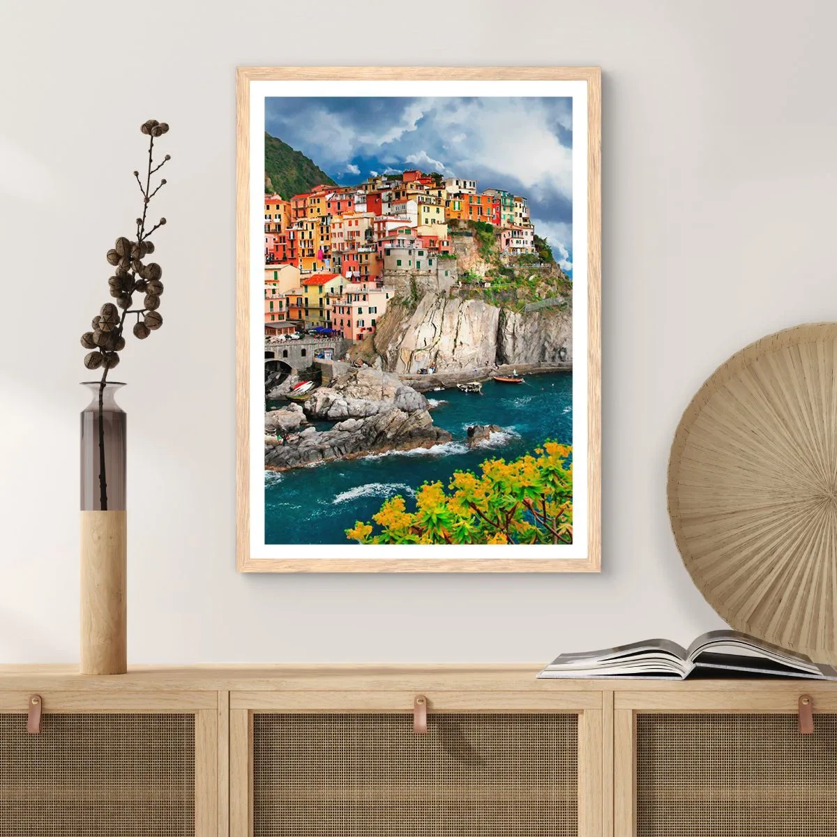 Poster în ramă de stejar deschis - Îmbrățișați de stânci - 40x50 cm
