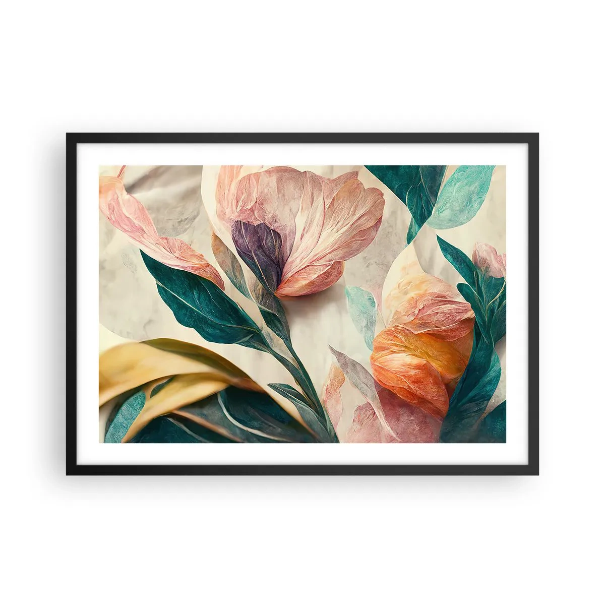 Poster în ramă neagră - Flori din insulele sudice - 70x50 cm