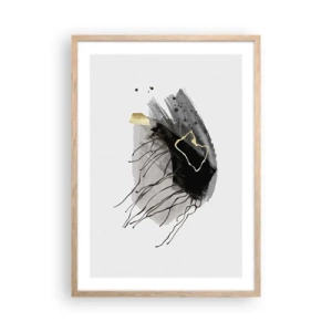 Poster în ramă de stejar deschis - Negru și aur - 50x70 cm