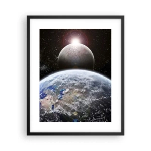 Poster în ramă neagră - Peisaj cosmic - răsărit de soare - 40x50 cm