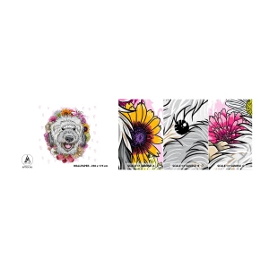 Mostră tapet autocolant Deluxe Sticker - Bucuria cățelușului - Abstracția, Câine, Pentru copii - 100x30 cm