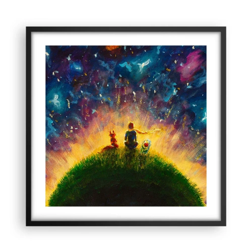 Poster în ramă neagră - Dragoste și prietenie - întreaga lume - 50x50 cm