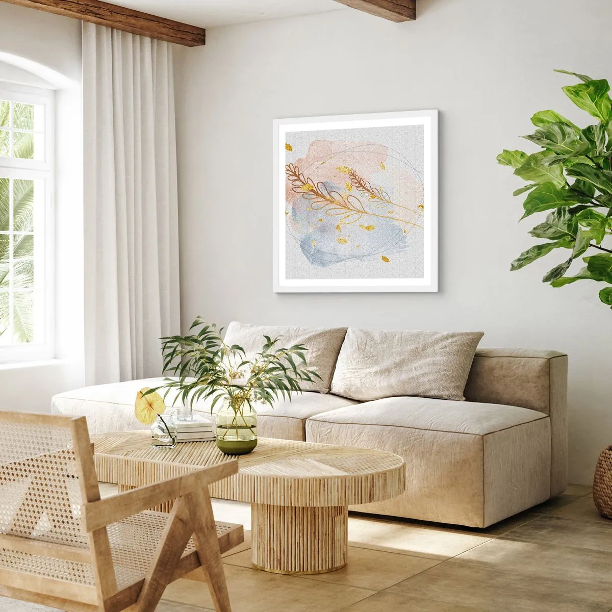 Poster în ramă albă - Suflul de aur - 30x30 cm