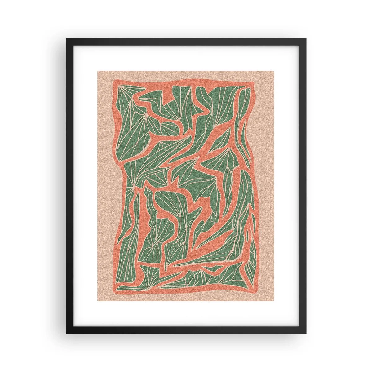 Poster în ramă neagră - Lupta dintre coral și verde - 40x50 cm