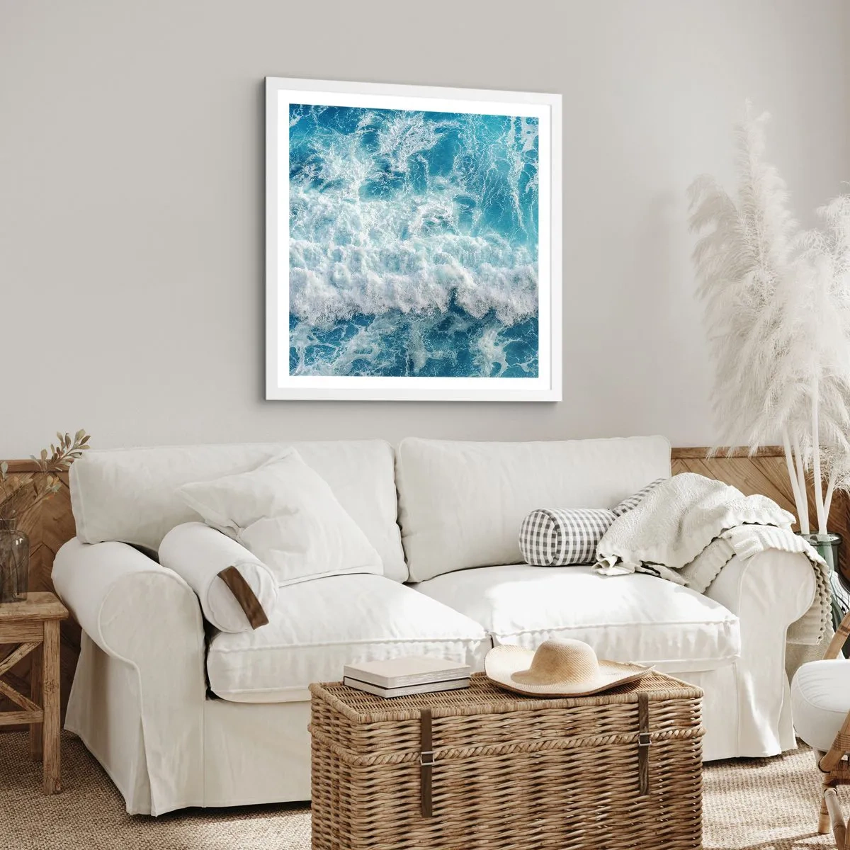 Poster în ramă albă - Cu bucurie și în salturi - 40x40 cm