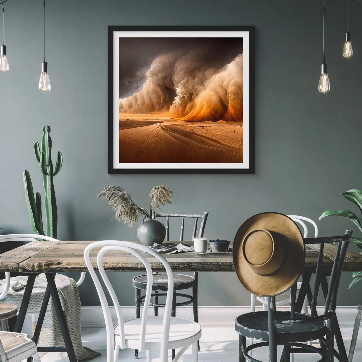 Poster în ramă neagră - Mânia deșertului - 60x60 cm