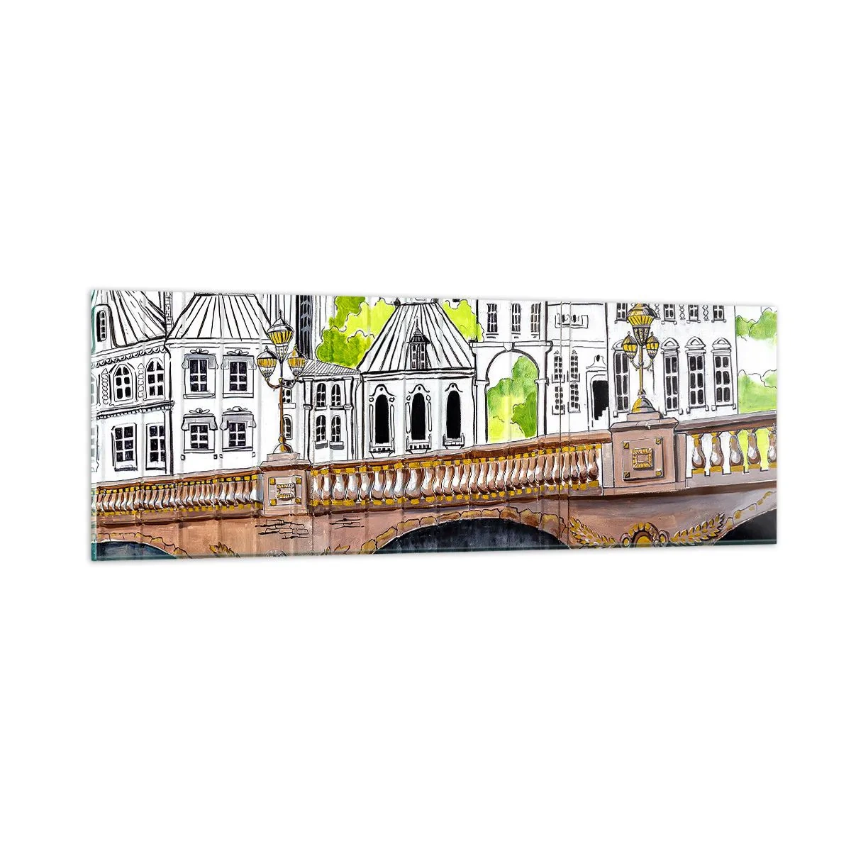 Tablou pe sticlă - Orașul frumos ca o pictură - 90x30 cm