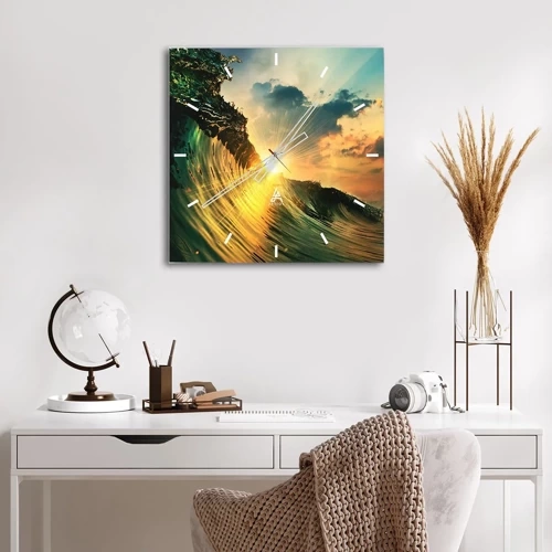 Ceas de perete - Ceas pe sticlă - Surferule, unde ești? - 40x40 cm