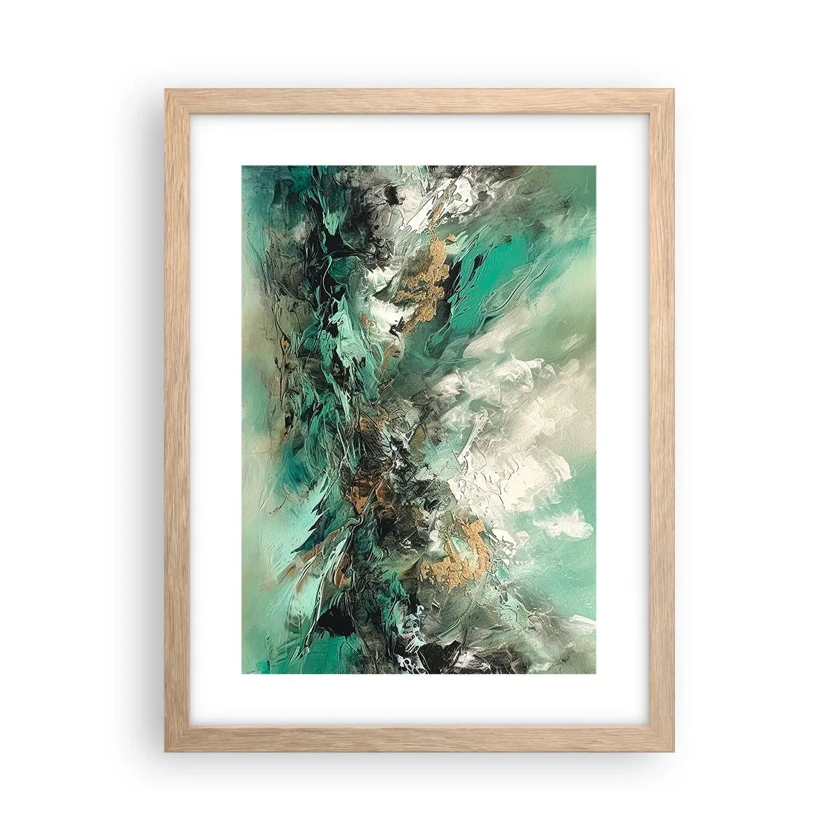 Poster în ramă de stejar deschis - Fierbere negru-smarald - 30x40 cm