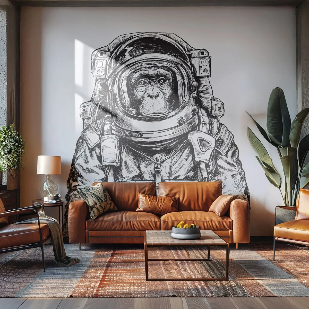 Tapet Autoadeziv Deluxe Sticker - Evoluție alternativă - Abstracția, Astronaut, Maimuţă - 250x175 cm