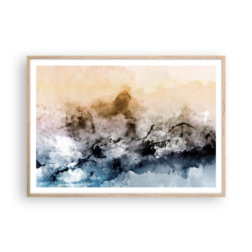 Poster în ramă de stejar deschis - Scufundate într-un vârtej de ceață - 100x70 cm
