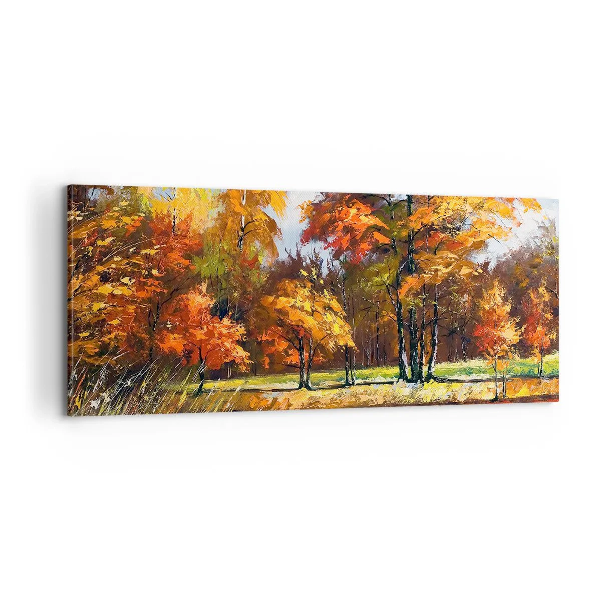 Tablou pe pânză - Peisaj în aur și bronz - 100x40 cm