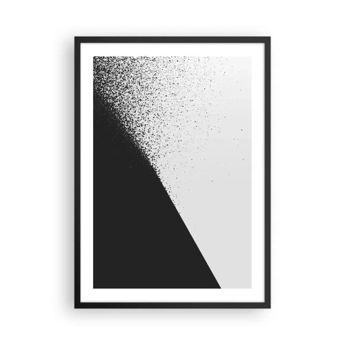 Poster în ramă neagră - Model abstract în alb și negru - 50x70cm - Din ce în ce mai repede, din ce în ce mai mult - Decorațiune modernă pentru perete pentru living și dormitor ARTTOR