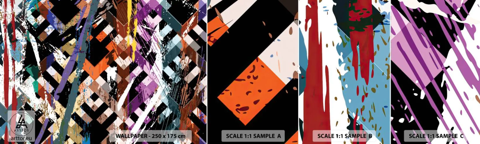 Mostră de Tapet Standard Eco - La pătrat - Abstracția, Bucată, Model modern - 100x30 cm