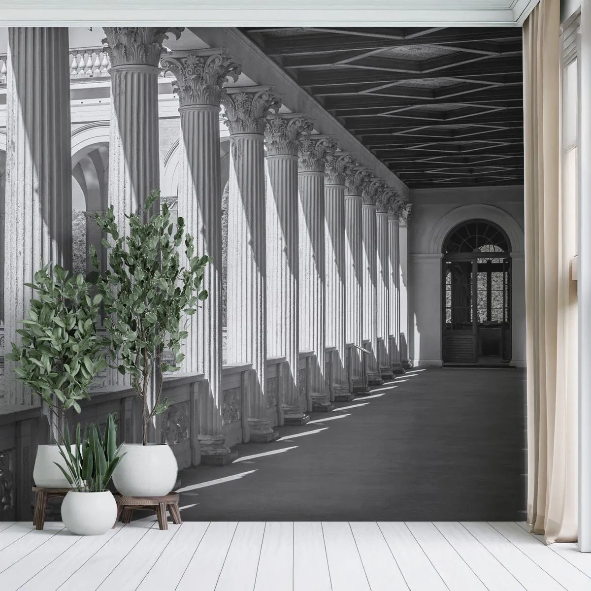 Tapet Premium Sand - Arcadă însorită - Coloane, Arhitectură, Clasic - 300x210 cm