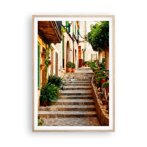 Poster în ramă de stejar deschis - Magia unei vacanțe în Spania - 70x100 cm