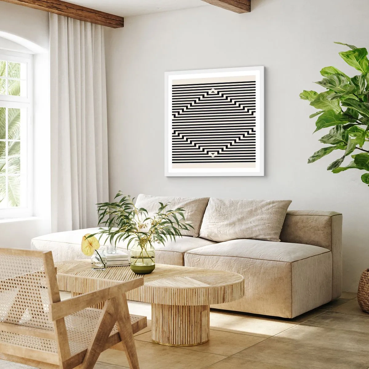 Poster în ramă albă - Iluzie geometrică - 40x40 cm