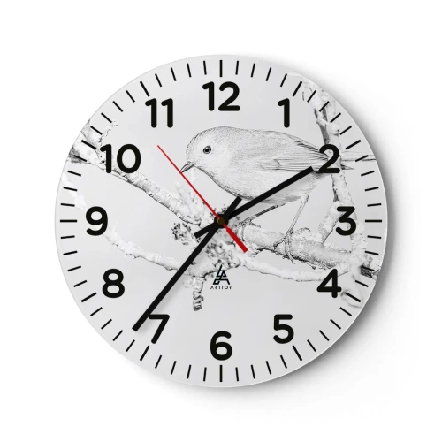 Ceas de perete - Ceas pe sticlă - Dimineață de iarnă - 30x30 cm