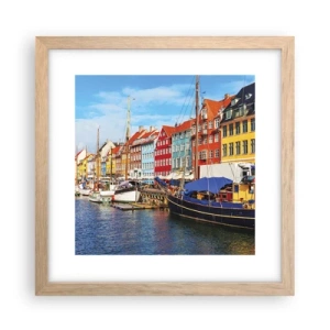 Poster în ramă de stejar deschis - Portul vesel - 30x30 cm