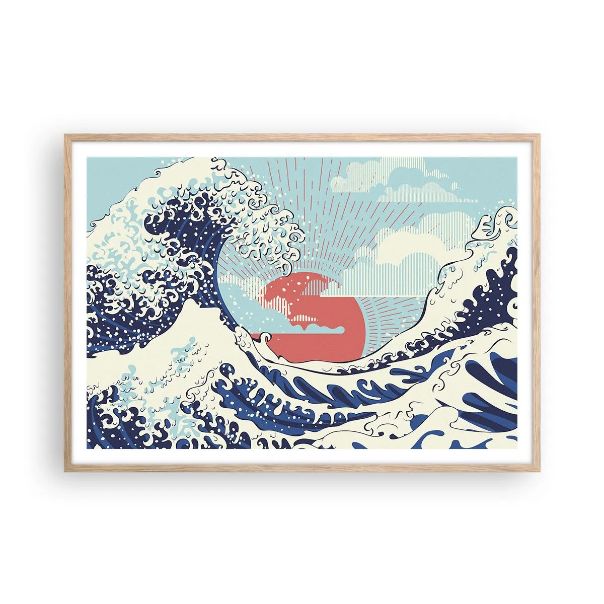 Poster în ramă de stejar deschis - Din inspirații japoneze - 100x70 cm