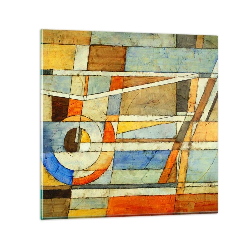 Tablou pe sticlă - Cubismul în construcție - 30x30 cm