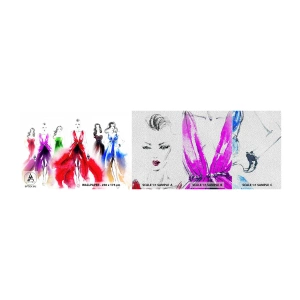 Mostră tapet Premium Sand - Chef de ținute - Prezentare de modă, Femeie, Rochie - 100x30 cm