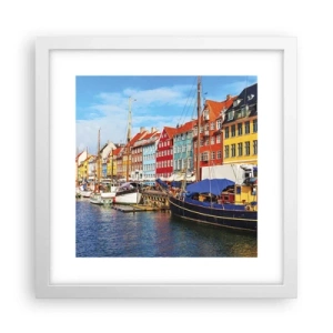Poster în ramă albă - Portul vesel - 30x30 cm