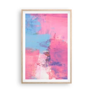 Poster în ramă de stejar deschis - Roz, albastru și un strop de lumină - 61x91 cm