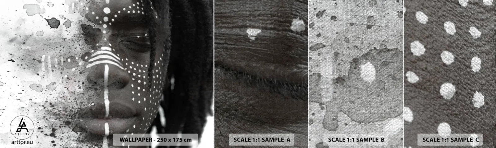 Mostră tapet Premium Canvas - Descoperă spiritul original - Portretul unei femei, Femeie, afro-american - 100x30 cm