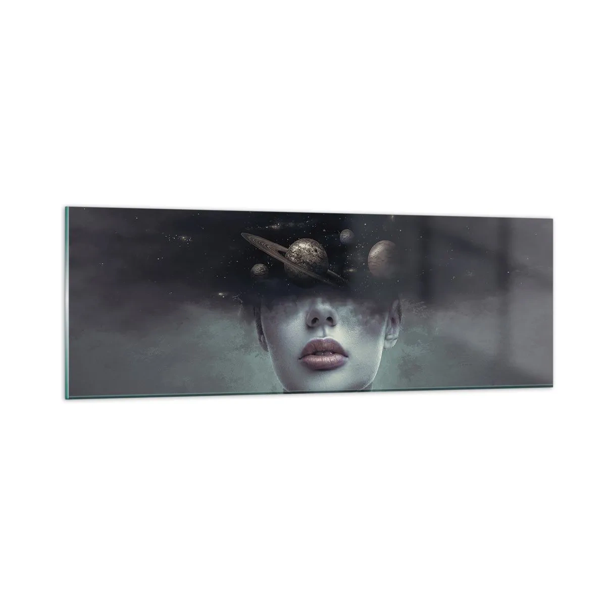 Tablou pe sticlă - Și planetele o iau razna... - 90x30 cm